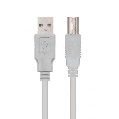 Cable USB 2.0 Impresora Nanocable 10.01.0102/ USB Macho - USB Macho/ 1m/ Beige - Imagen 1