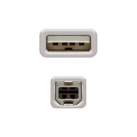 Cable USB 2.0 Impresora Nanocable 10.01.0102/ USB Macho - USB Macho/ 1m/ Beige - Imagen 2