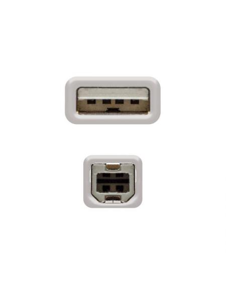 Cable USB 2.0 Impresora Nanocable 10.01.0104/ USB Macho - USB Macho/ 3m/ Beige - Imagen 3