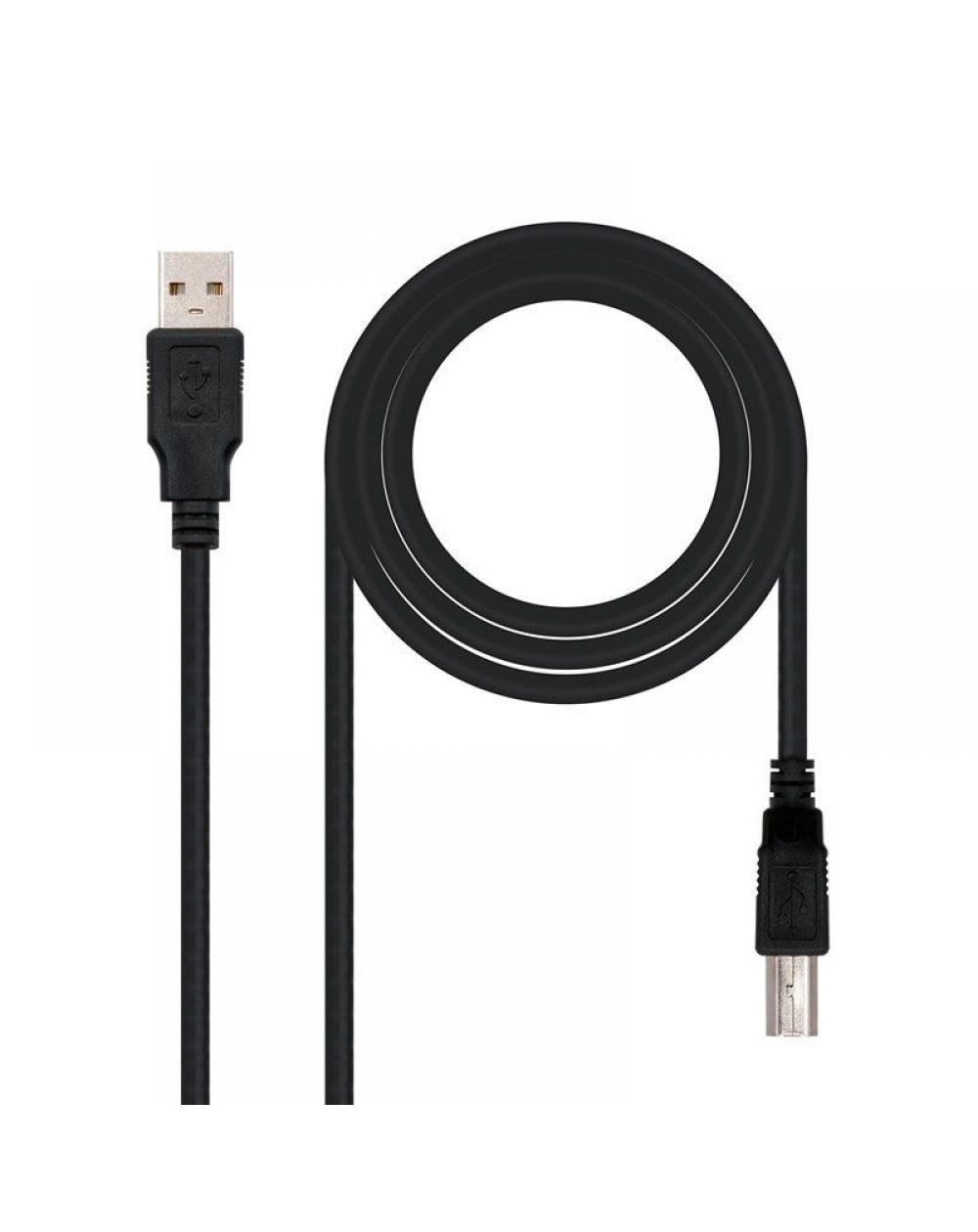 Cable USB 2.0 Impresora Nanocable 10.01.0105-BK/ USB Macho - USB Macho/ 4.5m/ Negro - Imagen 1