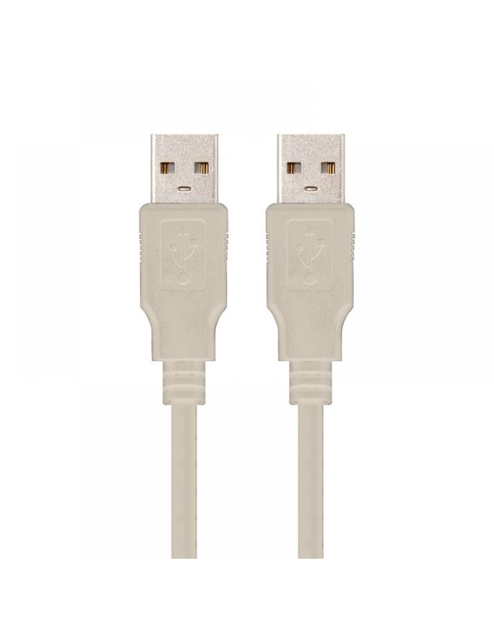 Cable USB 2.0 Nanocable 10.01.0303/ USB Macho - USB Macho/ 2m/ Beige - Imagen 1