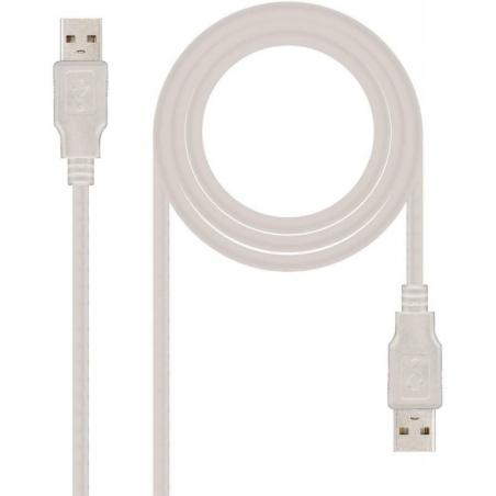 Cable USB 2.0 Nanocable 10.01.0303/ USB Macho - USB Macho/ 2m/ Beige - Imagen 2