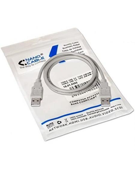 Cable USB 2.0 Nanocable 10.01.0303/ USB Macho - USB Macho/ 2m/ Beige - Imagen 4