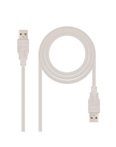 Cable USB 2.0 Nanocable 10.01.0304/ USB Macho - USB Macho/ 3m/ Beige - Imagen 1