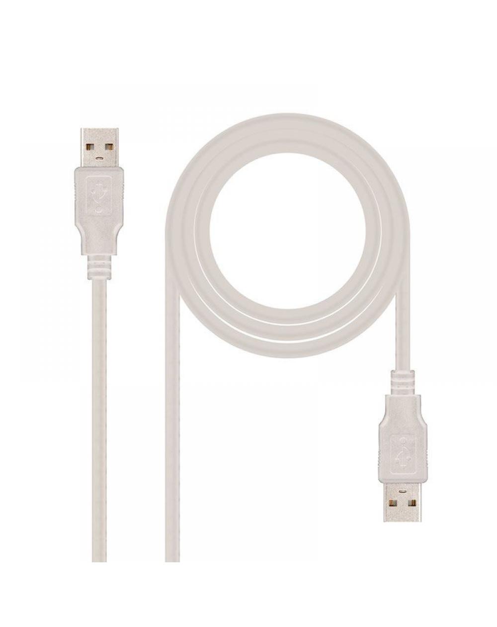 Cable USB 2.0 Nanocable 10.01.0304/ USB Macho - USB Macho/ 3m/ Beige - Imagen 1