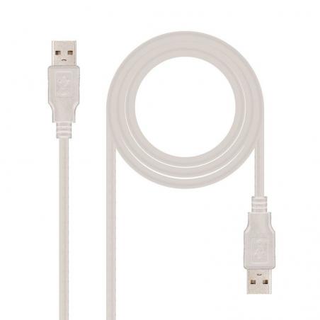 Cable USB 2.0 Nanocable 10.01.0304/ USB Macho - USB Macho/ 3m/ Beige - Imagen 1