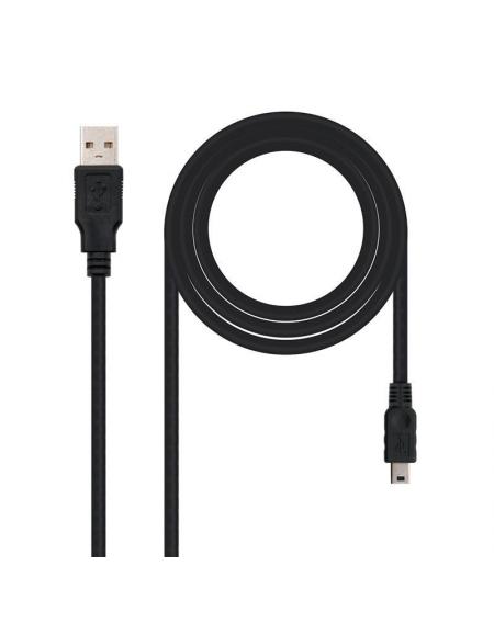 Cable USB 2.0 Nanocable 10.01.0401/ USB Macho - MiniUSB Macho/ 1m/ Negro - Imagen 1