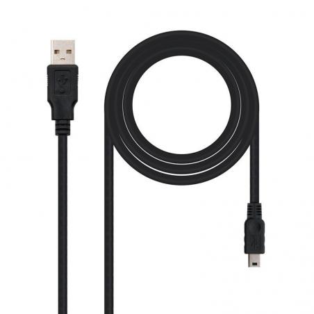 Cable USB 2.0 Nanocable 10.01.0401/ USB Macho - MiniUSB Macho/ 1m/ Negro - Imagen 1