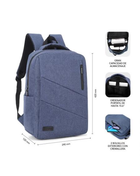 Mochila Subblim City Backpack para Portátiles hasta 15.6'/ Puerto USB/ Azul
