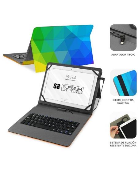 Funda con Teclado Subblim Keytab USB 11' Triángulos USB para Tablets de 11'