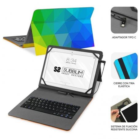 Funda con Teclado Subblim Keytab USB 11' Triángulos USB para Tablets de 11'