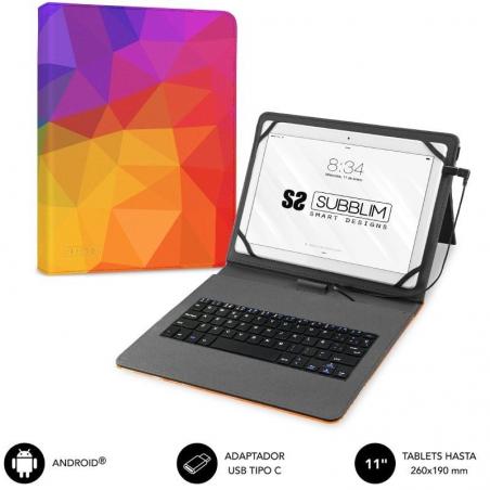 Funda con Teclado Subblim Keytab USB 11' Triángulos USB para Tablets de 11'