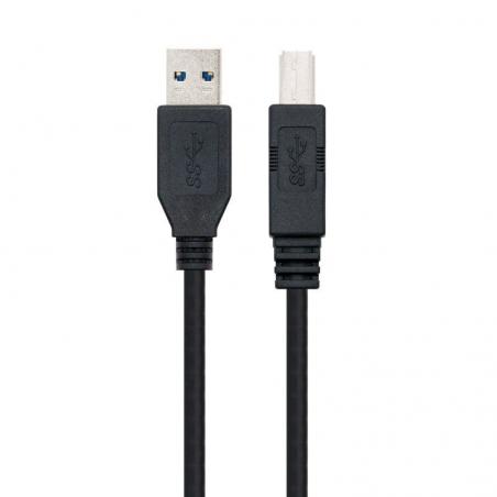 Cable USB 3.0 Impresora Nanocable 10.01.0802-BK/ USB Macho - USB Macho/ 2m/ Negro - Imagen 1