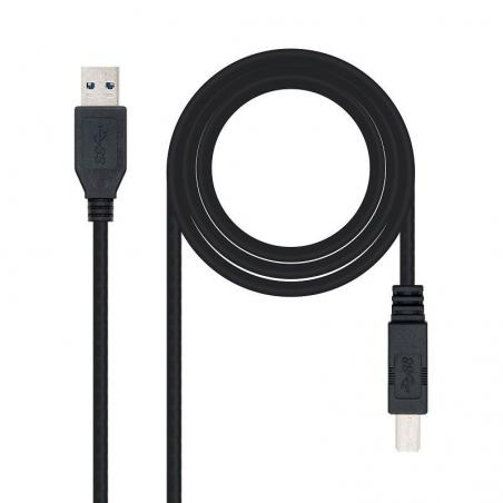 Cable USB 3.0 Impresora Nanocable 10.01.0802-BK/ USB Macho - USB Macho/ 2m/ Negro - Imagen 2