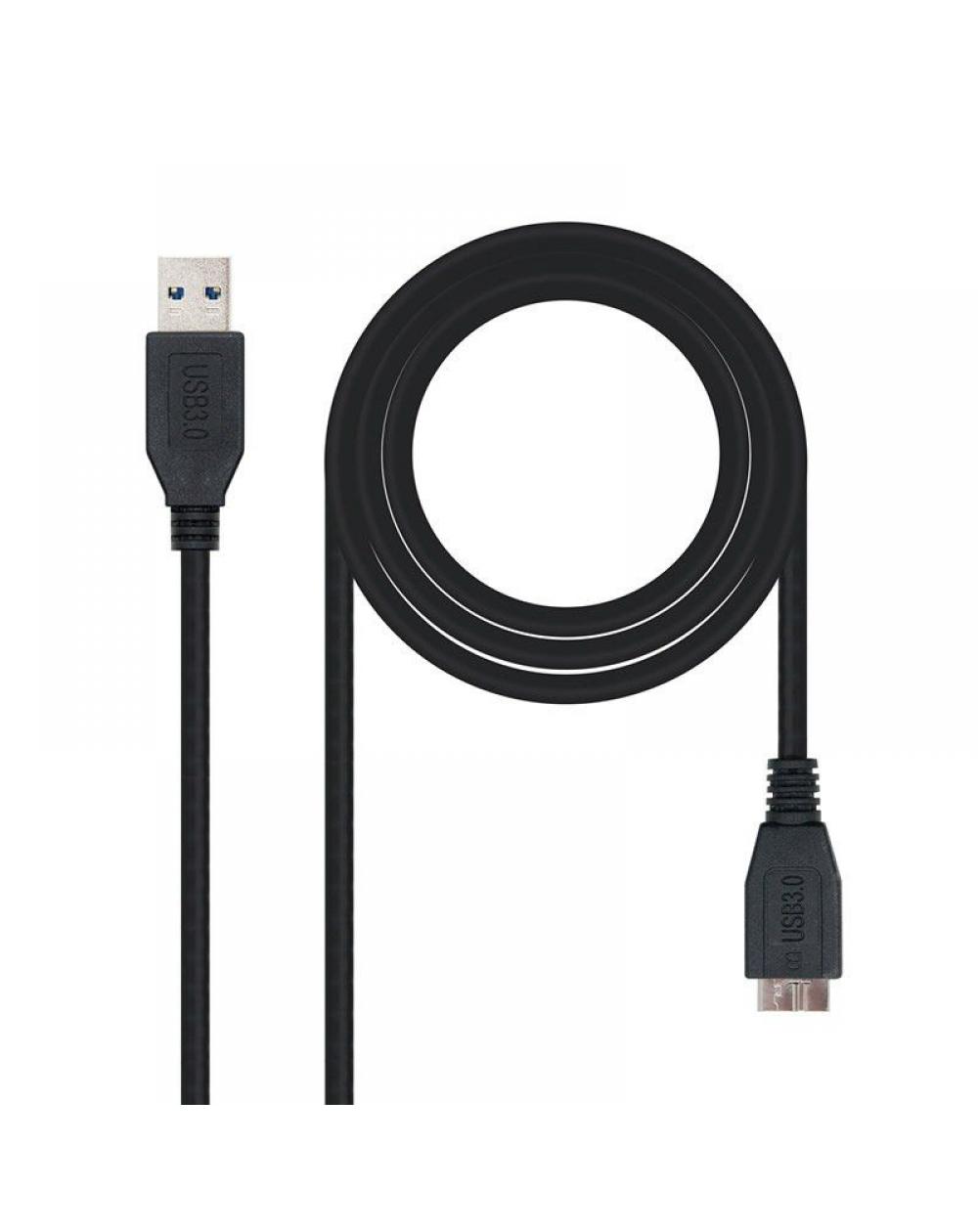 Cable USB 3.0 Nanocable 10.01.1101-BK/ USB Macho - MicroUSB Macho/ 1m/ Negro - Imagen 1