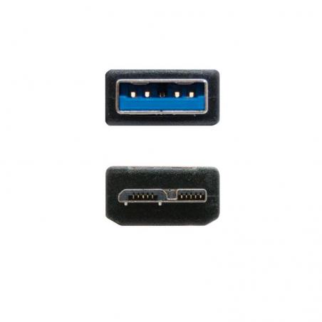 Cable USB 3.0 Nanocable 10.01.1101-BK/ USB Macho - MicroUSB Macho/ 1m/ Negro - Imagen 2