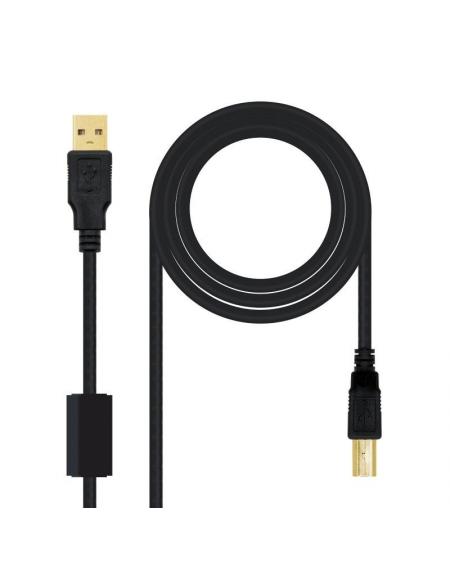 Cable USB 2.0 Impresora Nanocable 10.01.1203/ USB Macho - USB Macho/ 3m/ Negro - Imagen 1