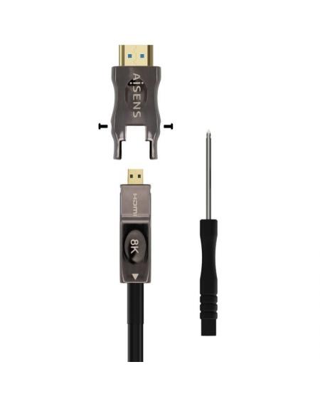 Cable HDMI 2.1 AOC 8K Desmontable Aisens A153-0648/ HDMI Macho / D Macho - HDMI Macho/ 50m/ Negro