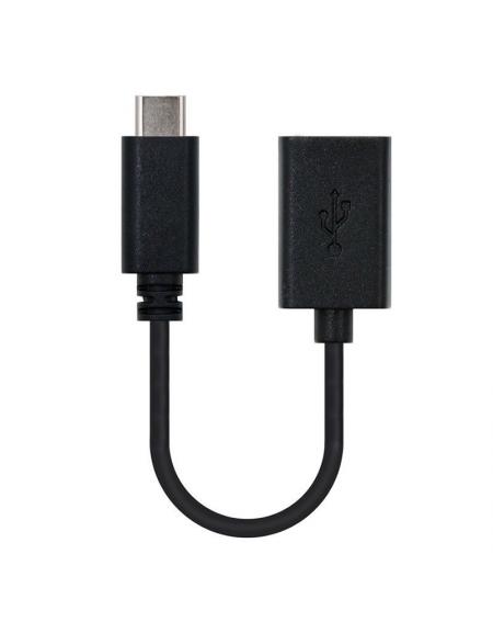 Cable USB 2.0 Nanocable 10.01.2400/ USB Tipo-C Macho - USB Hembra/ 15cm/ Negro - Imagen 1