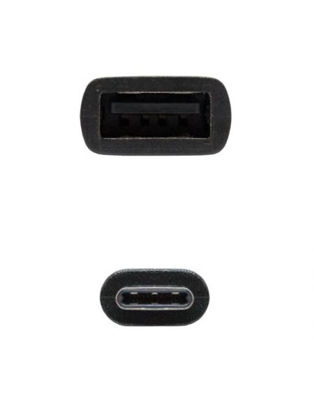 Cable USB 2.0 Nanocable 10.01.2400/ USB Tipo-C Macho - USB Hembra/ 15cm/ Negro - Imagen 2