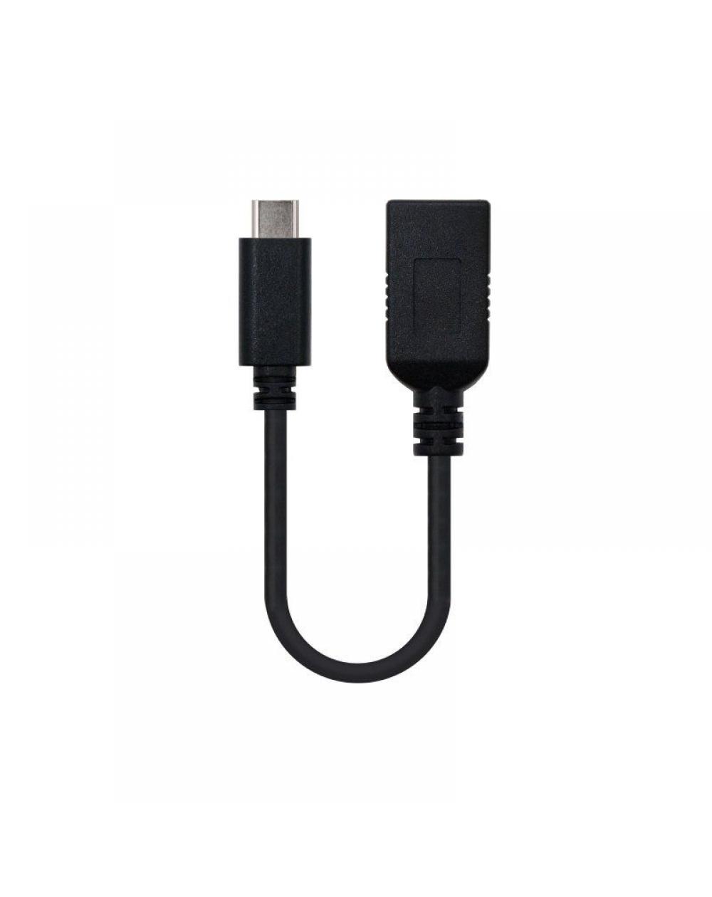 Cable USB 3.1 Nanocable 10.01.4201/ USB Tipo-C Macho - USB Hembra/ 15cm/ Negro - Imagen 1