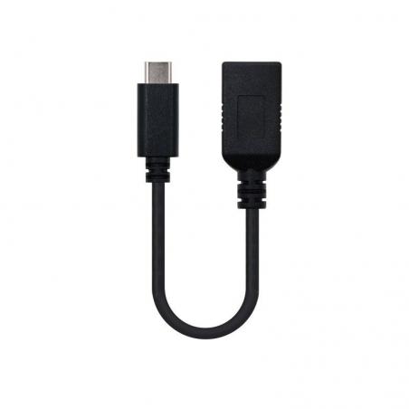 Cable USB 3.1 Nanocable 10.01.4201/ USB Tipo-C Macho - USB Hembra/ 15cm/ Negro - Imagen 1