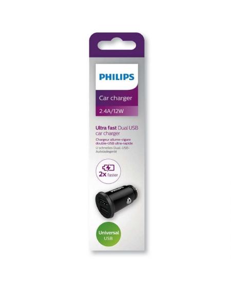 Cargador de Coche Philips DLP2510/ 2xUSB/ 12W