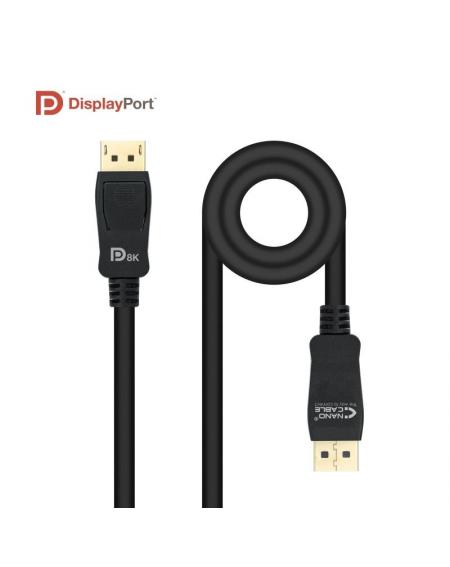 Cable Displayport 1.4 8K Nanocable 10.15.2502/ Displayport Macho - Displayport Macho/ 2m/ Certificado/ Negro - Imagen 2