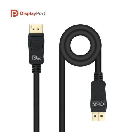 Cable Displayport 1.4 8K Nanocable 10.15.2502/ Displayport Macho - Displayport Macho/ 2m/ Certificado/ Negro - Imagen 2