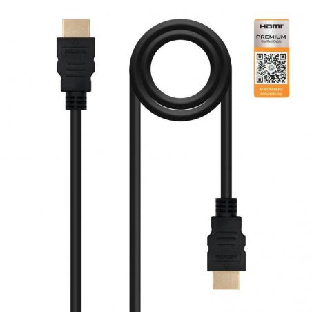 Cable HDMI 2.0 4K Nanocable 10.15.3600/ HDMI Macho - HDMI Macho/ 0.5m/ Certificado/ Negro - Imagen 1