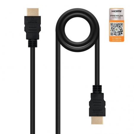 Cable HDMI 2.0 4K Nanocable 10.15.3601/ HDMI Macho - HDMI Macho/ 1m/ Certificado/ Negro - Imagen 1