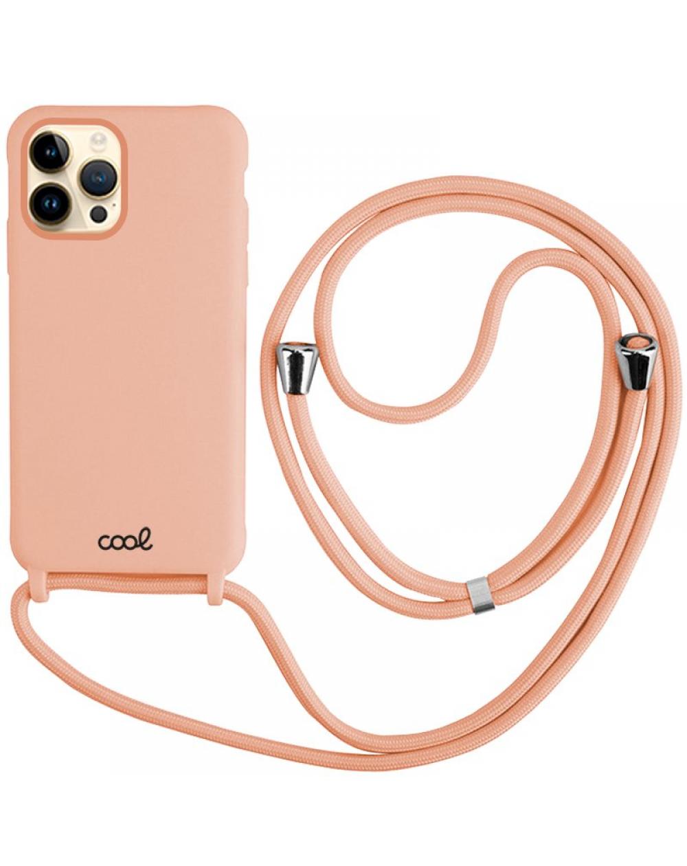 Carcasa COOL para iPhone 14 Pro Max Cordón Liso Rosa