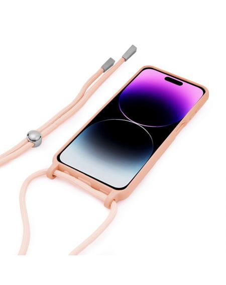 Carcasa COOL para iPhone 14 Pro Max Cordón Liso Rosa