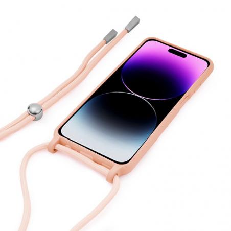 Carcasa COOL para iPhone 14 Pro Max Cordón Liso Rosa