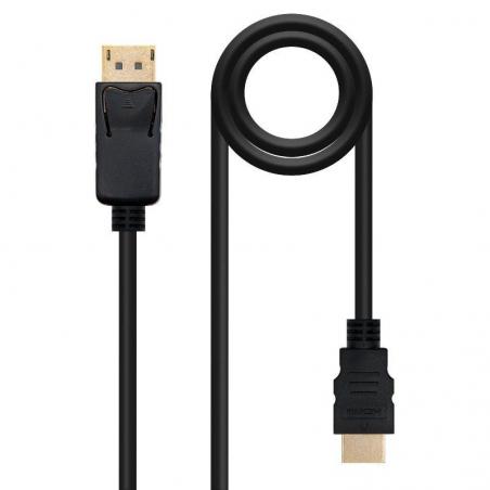 Cable Displayport Nanocable 10.15.4302/ Displayport Macho - HDMI Macho/ 2m/ Negro - Imagen 1