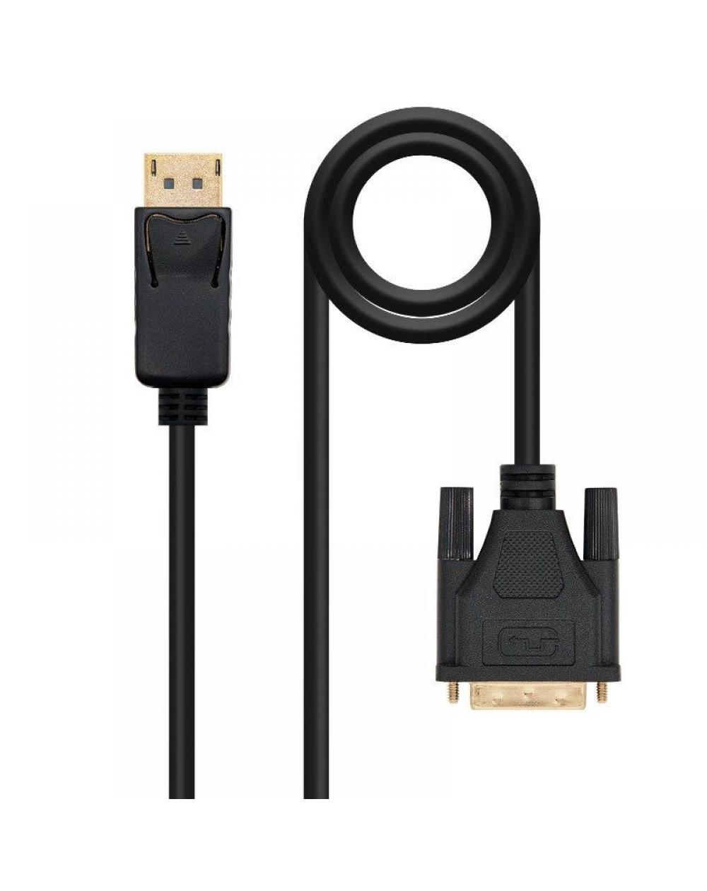 Cable Displayport Nanocable 10.15.4502/ Displayport Macho - DVI Macho/ 2m/ Negro - Imagen 1