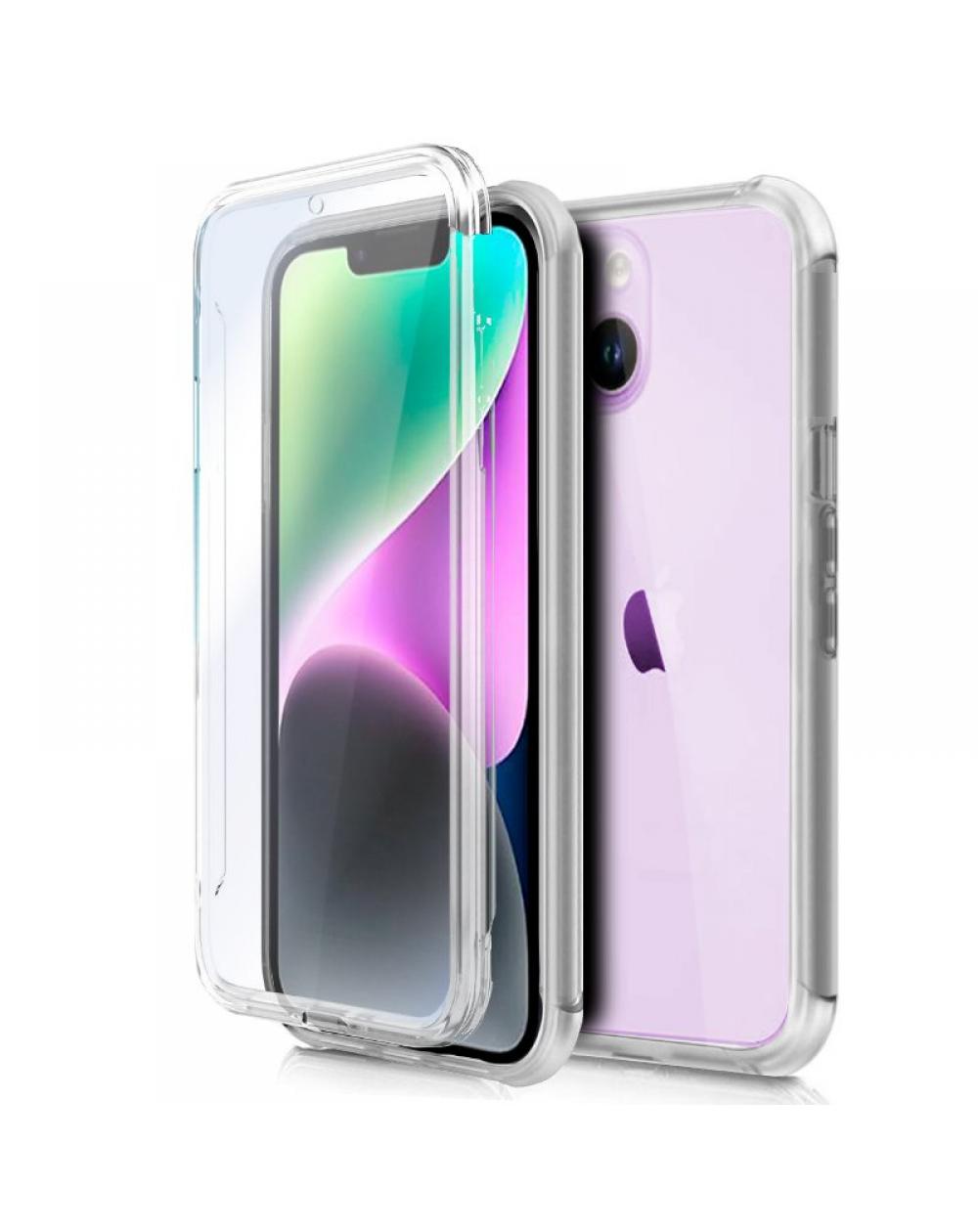 Funda COOL Silicona 3D para iPhone 14 (Transparente Frontal + Trasera)