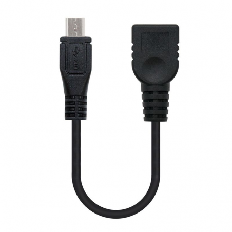 Cable USB 2.0 Nanocable 10.01.3500/ MicroUSB Macho - USB Hembra/ 15cm/ Negro - Imagen 1