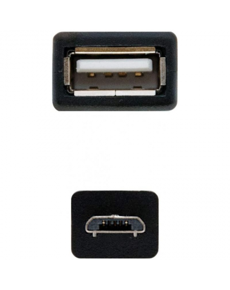 Cable USB 2.0 Nanocable 10.01.3500/ MicroUSB Macho - USB Hembra/ 15cm/ Negro - Imagen 3