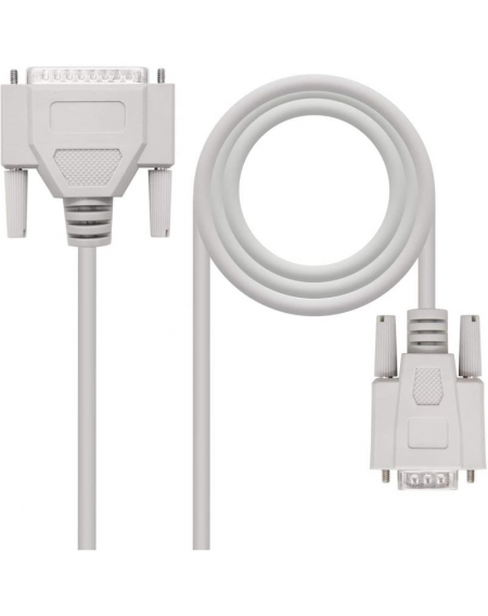 Cable Serie NULL Modem Nanocable 10.14.0802/ DB9 Hembra - DB25 Macho/ 1.8m/ Beige - Imagen 2