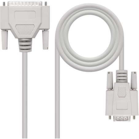 Cable Serie NULL Modem Nanocable 10.14.0802/ DB9 Hembra - DB25 Macho/ 1.8m/ Beige - Imagen 2