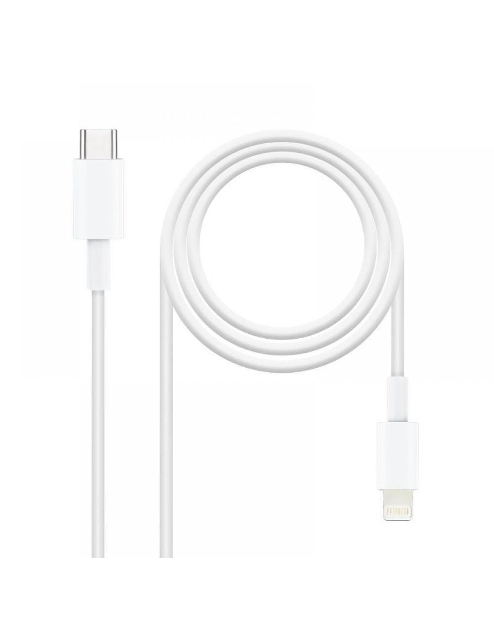 Cable USB 2.0 Tipo-C Lightning Nanocable 10.10.0600/ USB Tipo-C Macho - Lightning Macho/ 50cm/ Blanco - Imagen 1