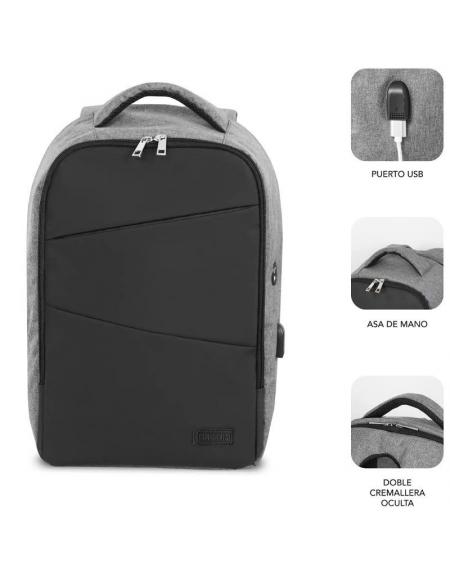 Mochila Subblim Secure V2 AP para Portátiles hasta 15.6'/ Puerto USB/ Antirrobo/ Gris