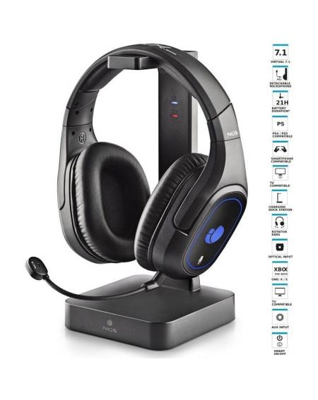 Auriculares Inalámbricos Gaming con Micrófono NGS GHX-600/ Jack 3.5/ USB 2.0/ Óptica/ Negros