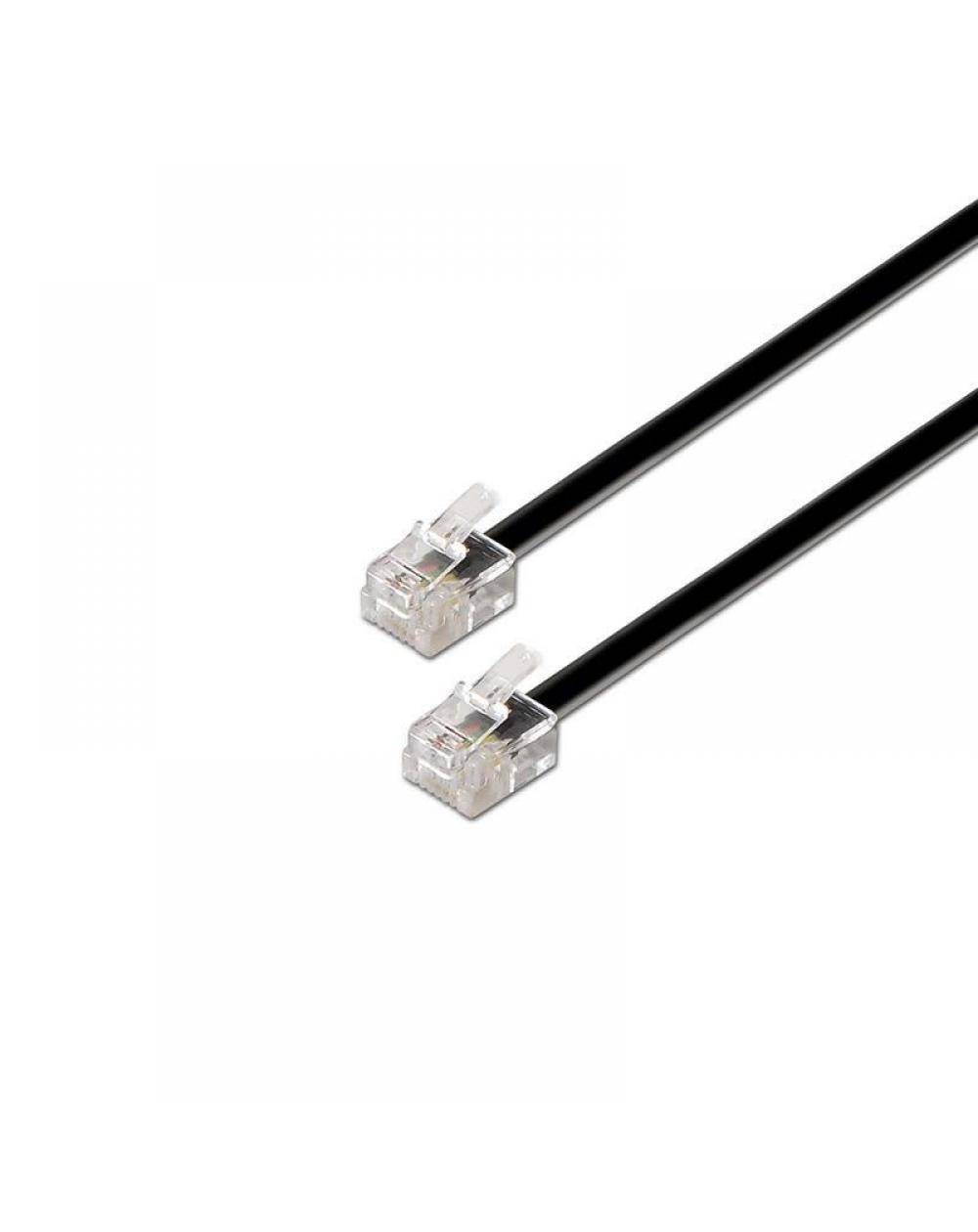 Cable de Teléfono RJ11 6P4C Aisens A143-0319/ 2m/ Negro - Imagen 1