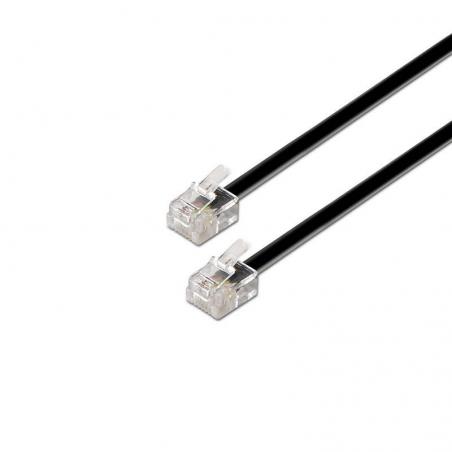 Cable de Teléfono RJ11 6P4C Aisens A143-0319/ 2m/ Negro - Imagen 1