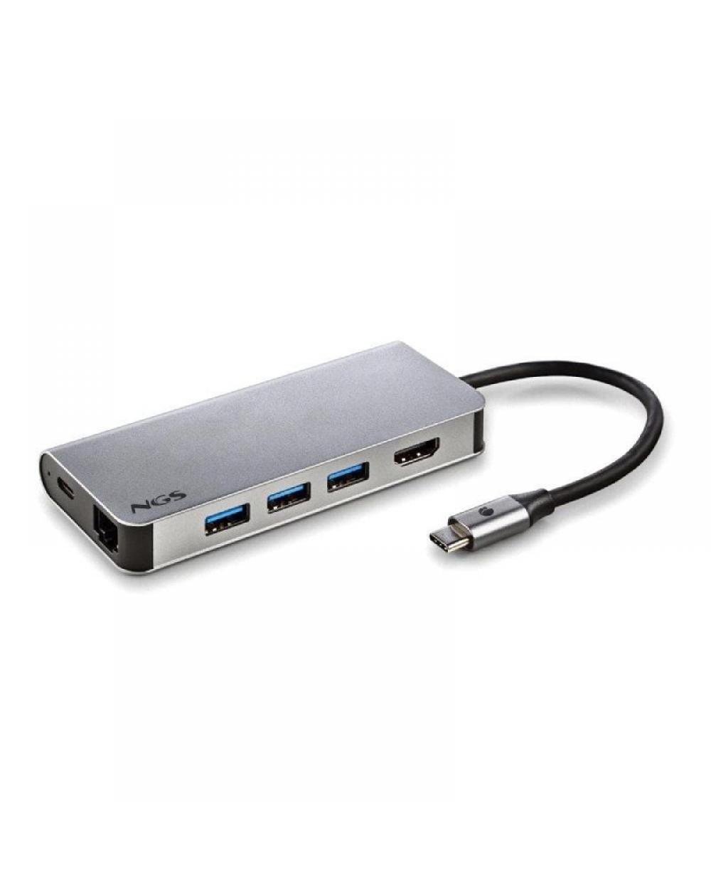Docking USB 3.0 Tipo-C NGS WonderDock8/ 3 Puertos USB/ 1 USB Tipo-C/ 1 HDMI/ 1 RJ45/ 1 Lector Tarjetas SD