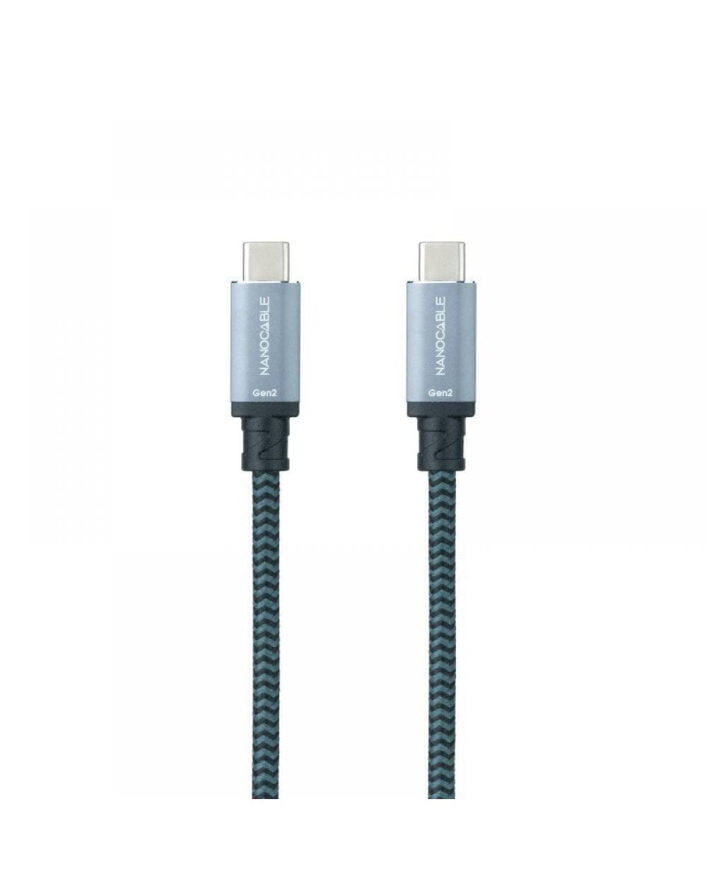 Cable USB 3.1 Nanocable 10.01.4101-COMB/ USB Tipo-C Macho - USB Tipo-C Macho/ 1m/ Gris y Negro