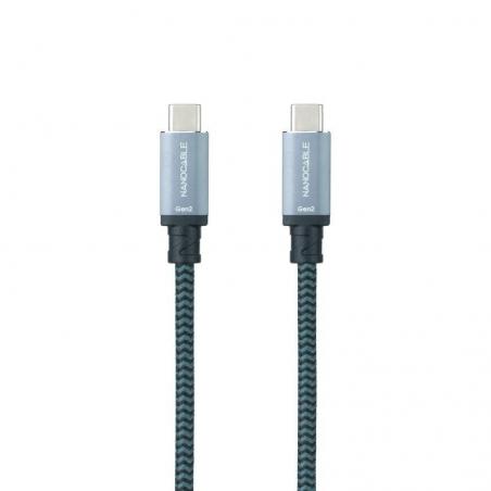 Cable USB 3.1 Nanocable 10.01.4101-COMB/ USB Tipo-C Macho - USB Tipo-C Macho/ 1m/ Gris y Negro