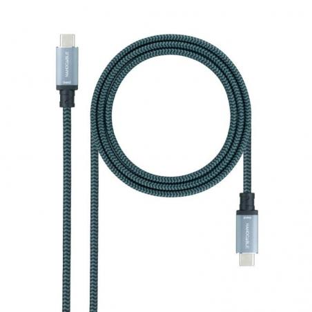 Cable USB 3.1 Nanocable 10.01.4101-COMB/ USB Tipo-C Macho - USB Tipo-C Macho/ 1m/ Gris y Negro